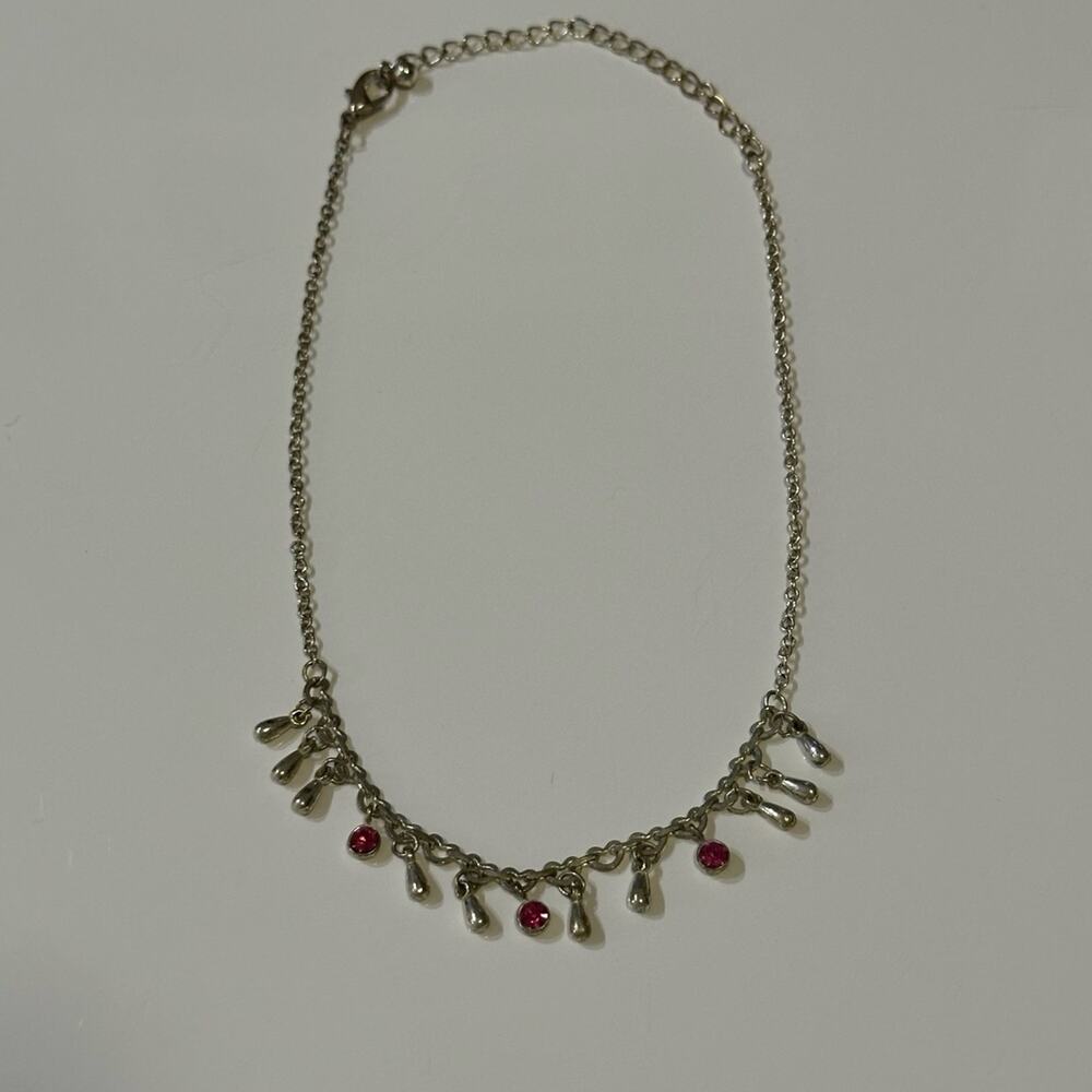 Vintage Dainty Pink & Silver Choker Necklace